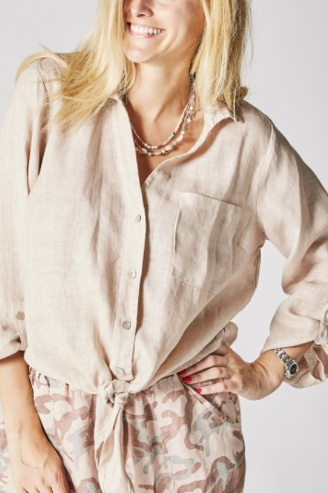 MADE IN ITALY LINEN TIE TOP 8597