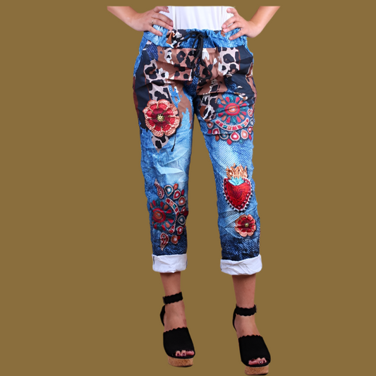 MADE IN ITALY CHEETA FOLK PANT