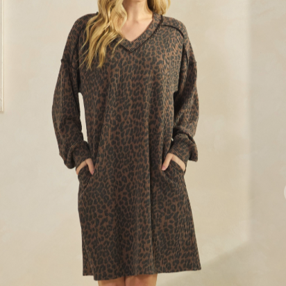 RIBBED DRESS in LEOPARD 6849