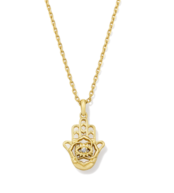 KENDRA SCOTT HAMSA SHORT PENDANT NECKLACE GOLD