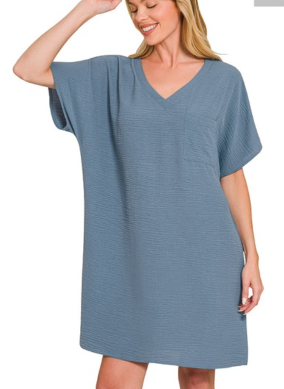 DRESS 7212 DUSTY BLUE