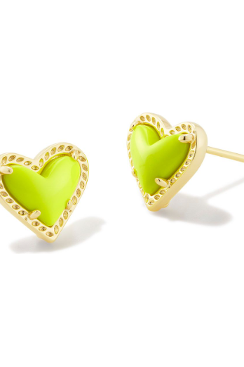KENDRA SCOTT ARI HEART STUD EARRINGS ~ Gold
