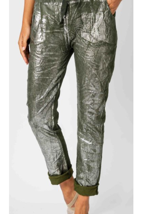 MADE IN ITALY SILVER FOIL JEGGING