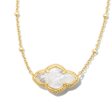 KENDRA SCOTT ABBIE GOLD ROSE QUARTZ NECKLACE