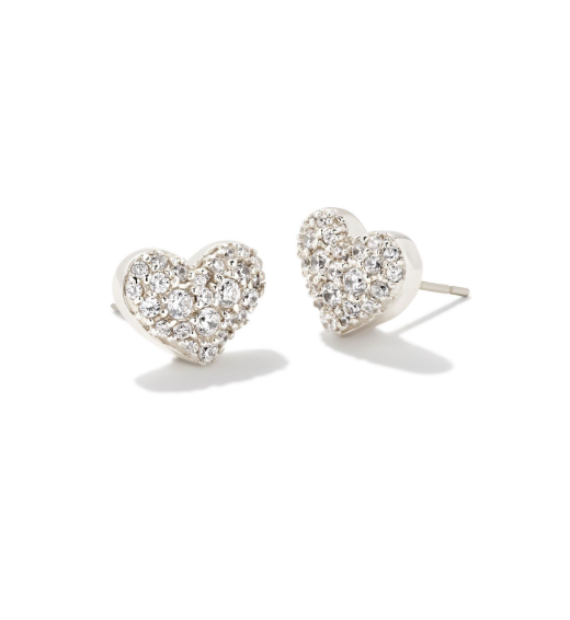 KENDRA SCOTT ARI PAVE CRYSTAL HEART EARRINGS / NECKLACE