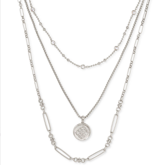 KENDRA SCOTT MEDALLION COIN TRIPLE STRAND ~ Silver