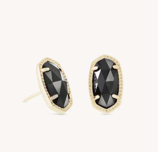KENDRA SCOTT EMILIE STUD EARRINGS ~ Gold black cat’s eye