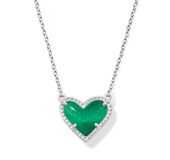 KENDRA SCOTT ARI HEART SHORT PENDANT ~ RHODIUM