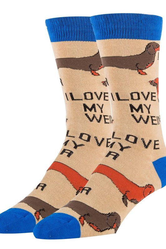 Love My Weiner | Men's Cotton Crew Funny Socks 9510