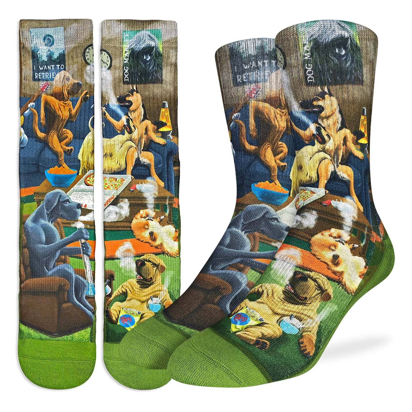 Men's Dogs Smoking Weed Socks: Shoe Size 8-13
