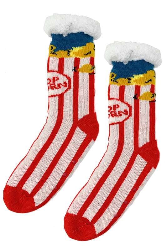 Box O' Popcorn | Women's Fuzzy Gripper Slipper Socks 9914