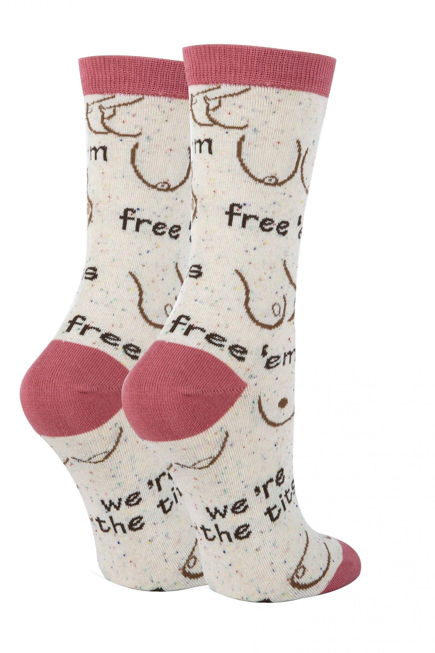 Free 'em | Women's Funny Saying Cotton Crew Socks 21006
