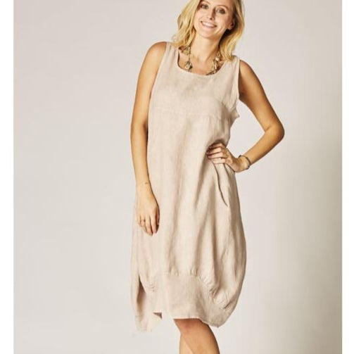 Made in Italy Balloon Dress, Linen 8228