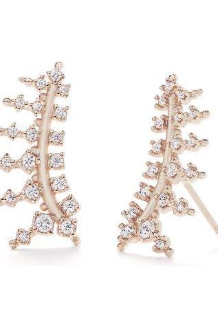 KENDRA SCOTT LAURIE EARRINGS ROSE GOLD METAL WHITE CZ