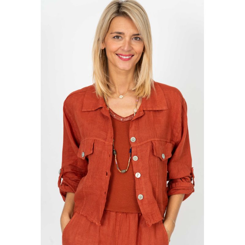 MADE IN ITALY LINEN FRAY EDGE JACKET 2233