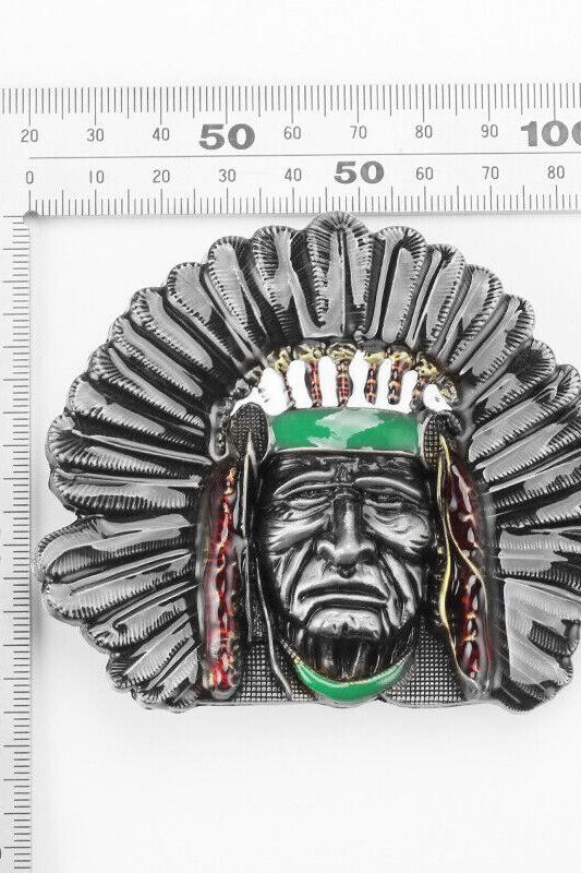 Indian Tribal Chief Head Western Belt Buckle