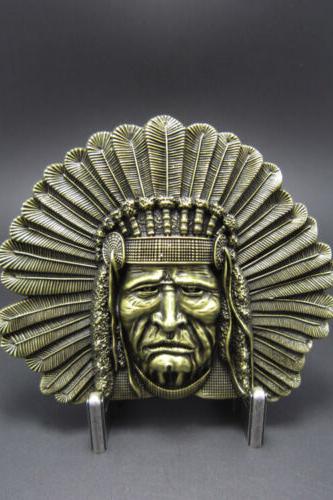 Indian Tribal Chief Head Western Belt Buckle