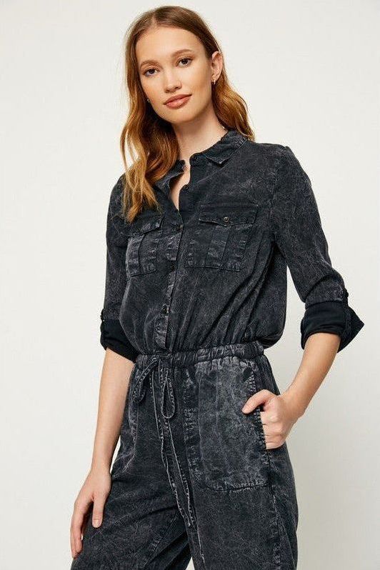 X RENEE PANT ROMPER in CHARCOAL 1163 Medium