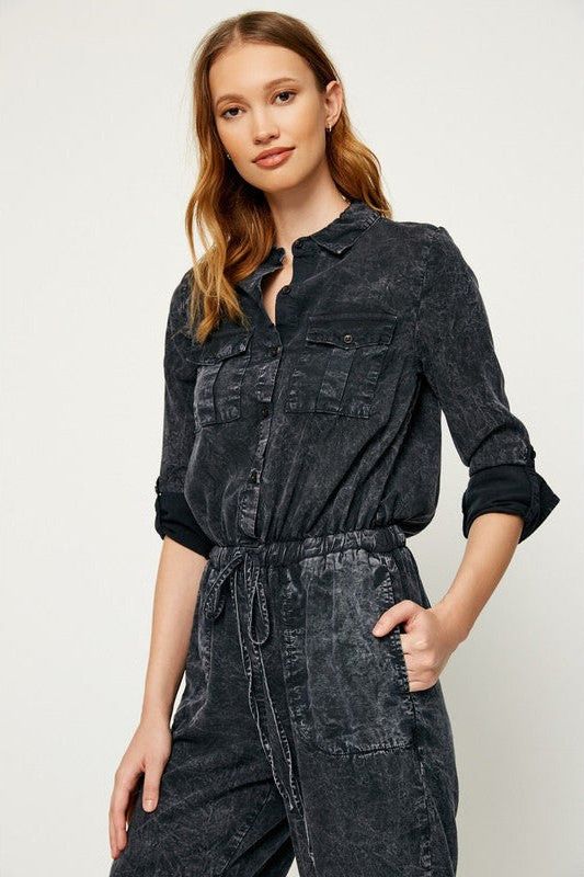 RENEE PANT ROMPER in CHARCOAL 1163