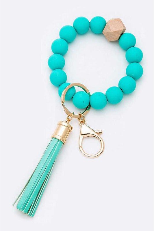 Silicon Beads Bracelet Tassel Key Chain