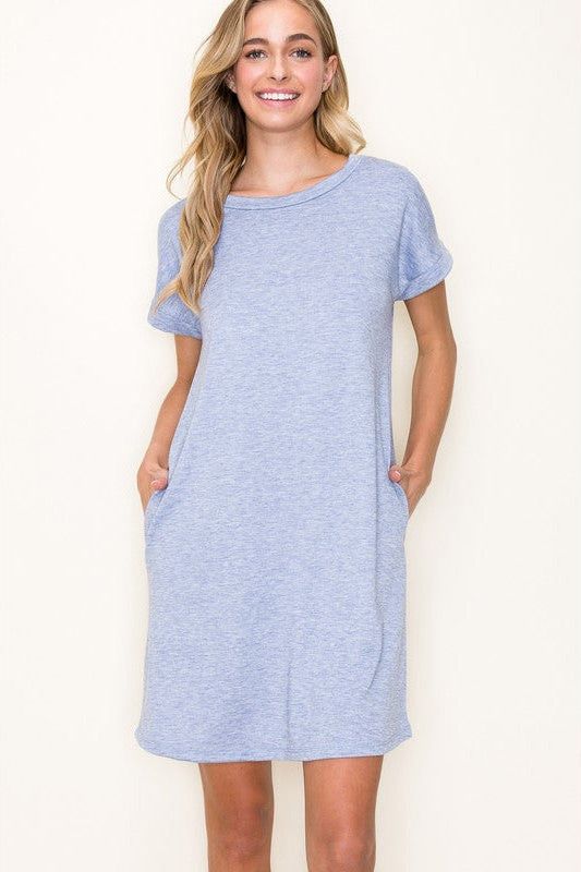 SHANEEN SHORT SLEEVE, SOLID DRESS 71146