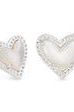 KENDRA SCOTT ARI HEART STUD EARRINGS ~ Silver with stone