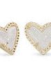 KENDRA SCOTT ARI HEART STUD EARRINGS ~ Gold with stone
