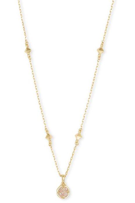 KENDRA SCOTT NOLA SHORT PENDANT NECKLACE ~ RHODIUM PLAT DRUSY