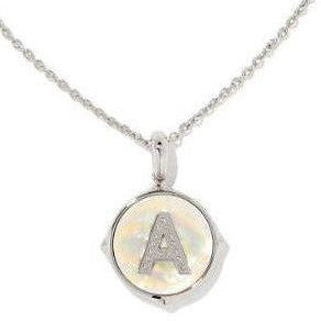 X KENDRA SCOTT LETTER P DISC PENDANT NECKLACE RHODIUM IRIDESCENT ABALONE