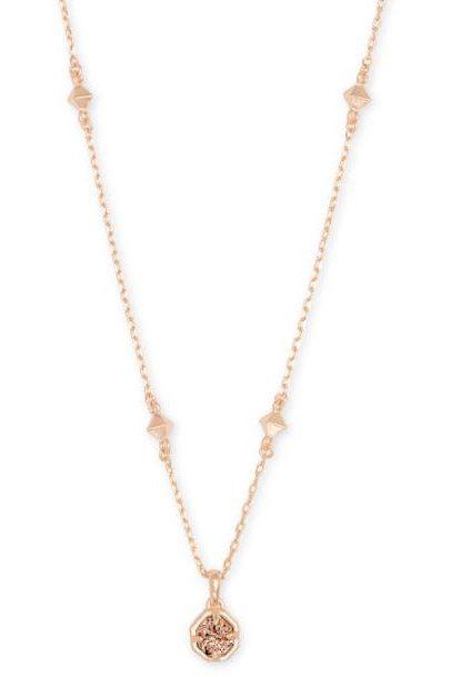 KENDRA SCOTT NOLA SHORT PENDANT NECKLACE ~ RHODIUM PLAT DRUSY