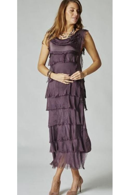 MADE IN ITALY SILK RUFFLE DRESS, LONG 2031