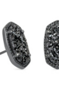 KENDRA SCOTT ELISA SHORT PENDANT NECKLACE or EARRINGS in GUNMETAL BLACK DRUSY