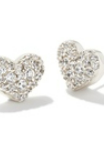 KENDRA SCOTT ARI PAVE CRYSTAL HEART EARRINGS / NECKLACE