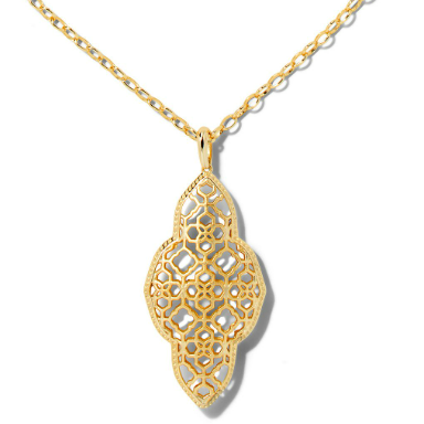 KENDRA SCOTT ABBIE LONG PENDANT NECKLACE GOLD METAL