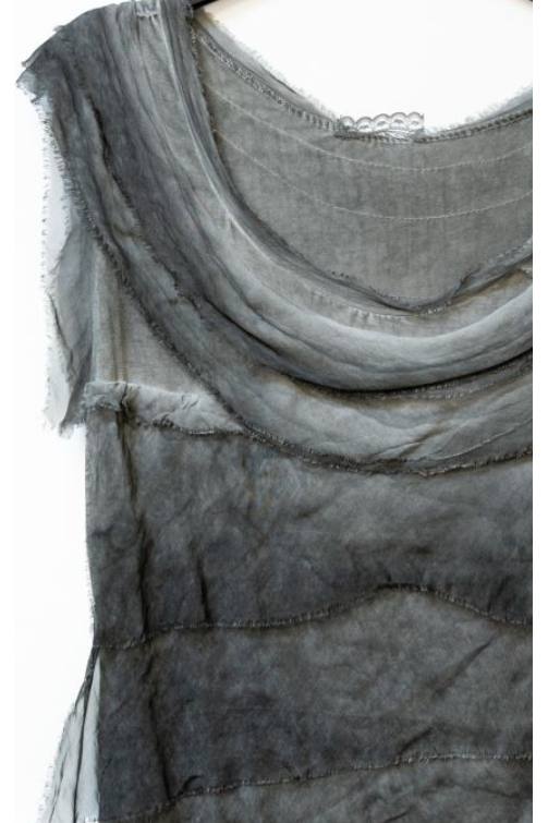 MADE IN ITALY LONG SILK RUFFLE DRESS 2031