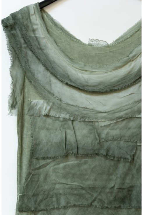 MADE IN ITALY LONG SILK RUFFLE DRESS 2031