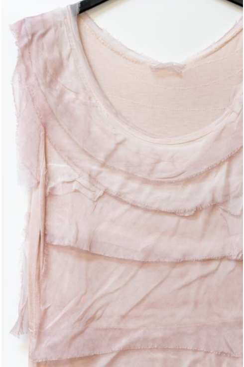 MADE IN ITALY LONG SILK RUFFLE DRESS 2031