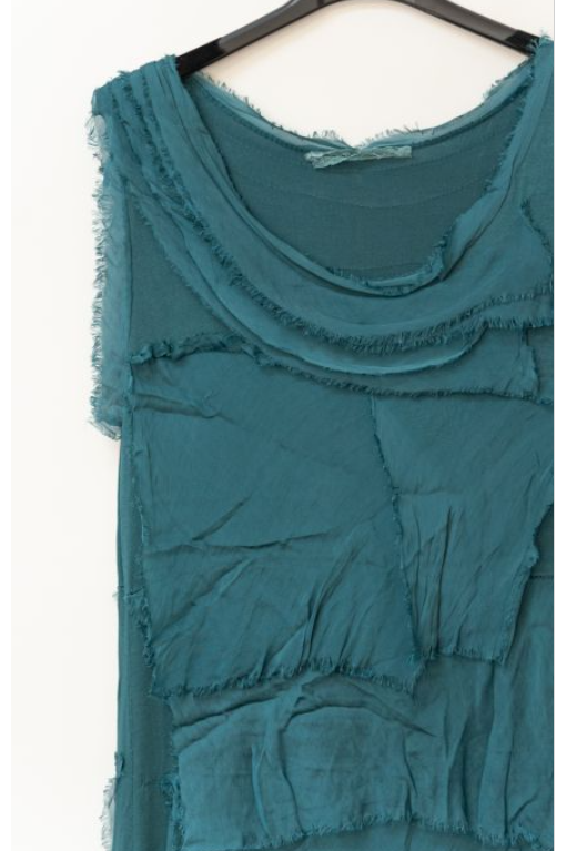 MADE IN ITALY LONG SILK RUFFLE DRESS 2031