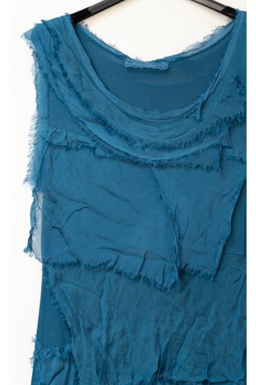 MADE IN ITALY LONG SILK RUFFLE DRESS 2031