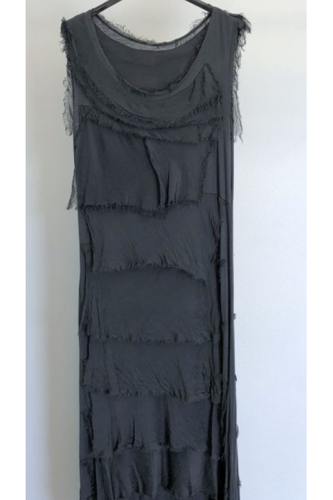 MADE IN ITALY LONG SILK RUFFLE DRESS 2031
