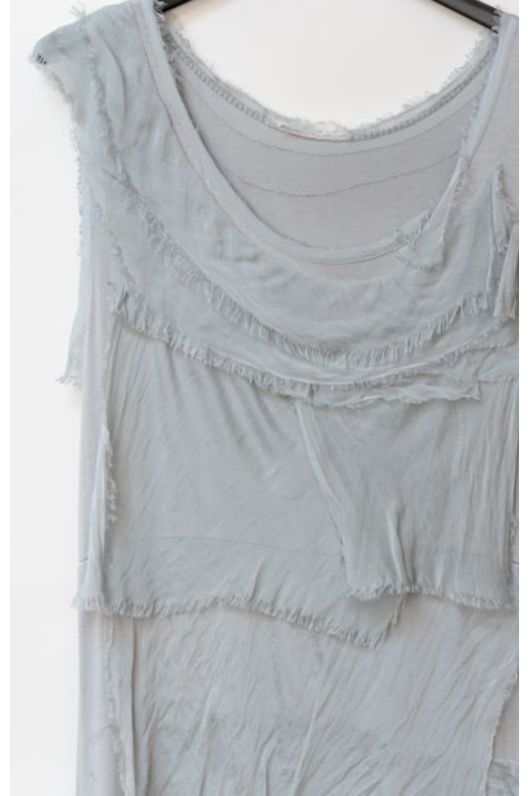 MADE IN ITALY LONG SILK RUFFLE DRESS 2031