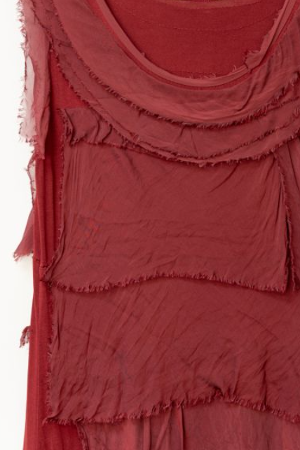 MADE IN ITALY LONG SILK RUFFLE DRESS 2031