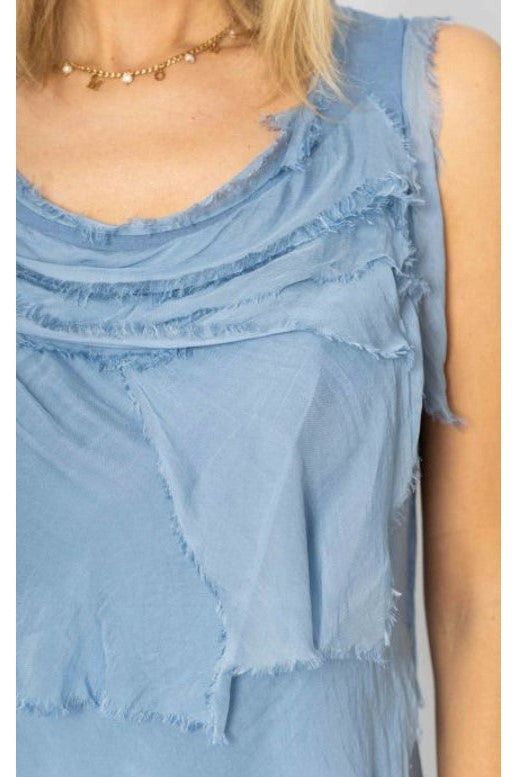MADE IN ITALY LONG SILK RUFFLE DRESS 2031