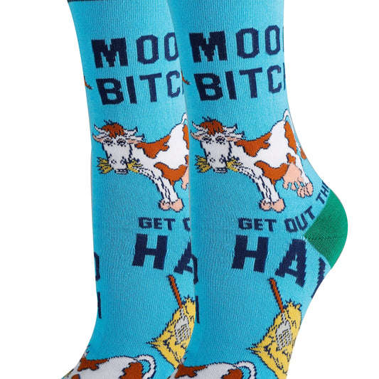 Mooo Over | Unisex Cotton Crew Colorful Socks 22001