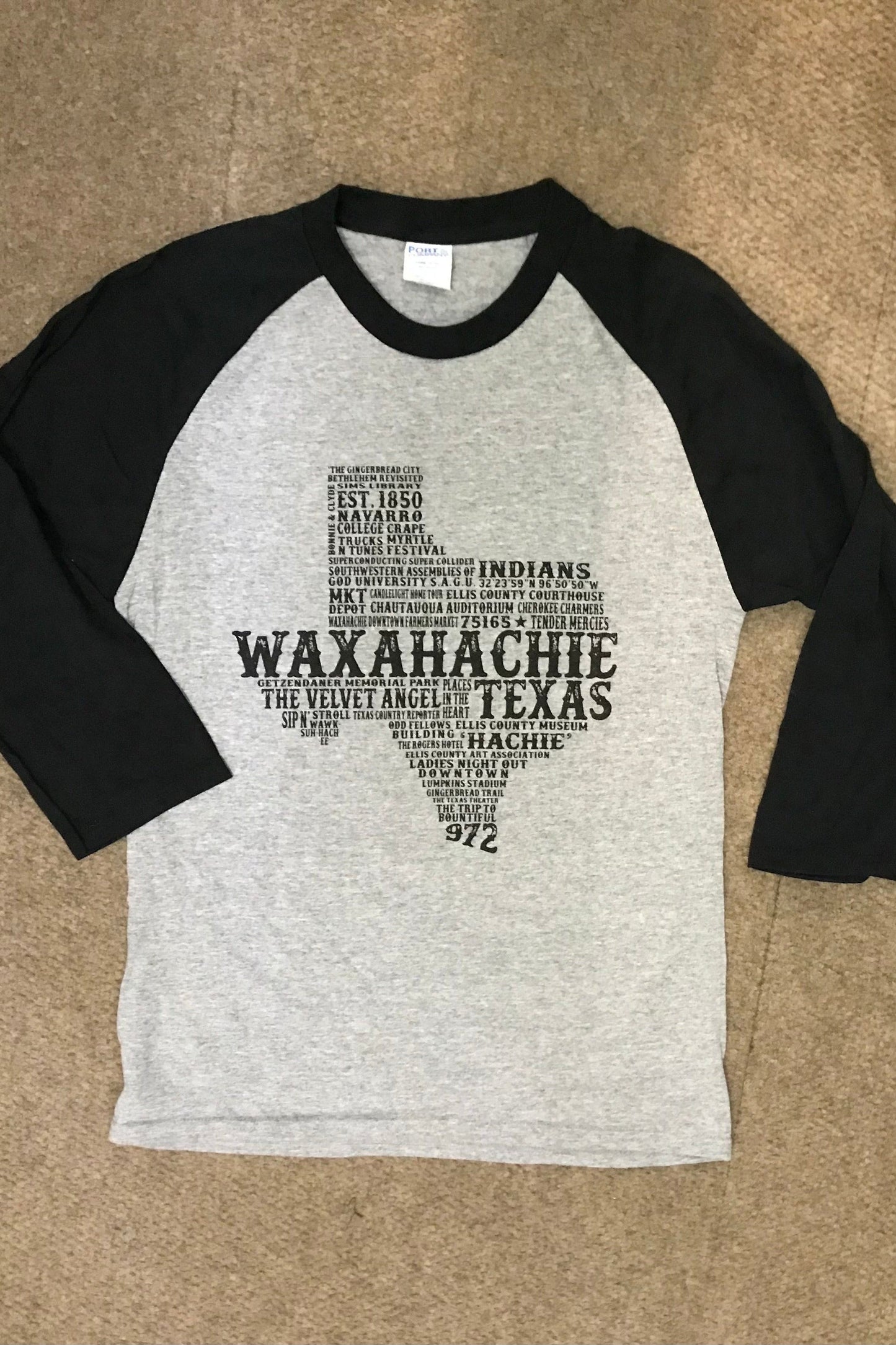 X WAXAHACHIE 3/4 BLACK SLEEVE TEE SMALL