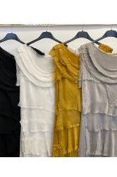 MADE IN ITALY LONG SILK RUFFLE DRESS 2031
