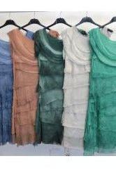 MADE IN ITALY SILK RUFFLE DRESS, SHORT ~ 14 COLORS 8900