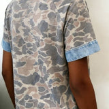 KARMINE DENIM & CAMO TOP