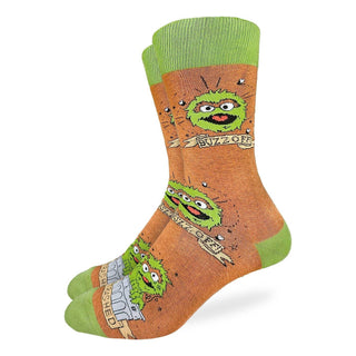 Sock with cartoon character design on a white background