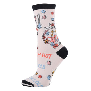 Sock with colorful text and graphics on a white background